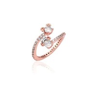 Disney Couture Kingdom Precious Metal - Mickey and Minnie Mouse - Claw Set CZ Ring Rose Gold Large