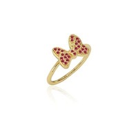 Disney Couture Kingdom Precious Metal - Minnie Mouse - Bow Red CZ Ring Gold Medium