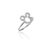 Disney Couture Kingdom Precious Metal - Mickey Mouse Outline CZ Ring Silver Small