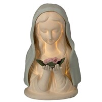 Porcelain Blue Madonna Statue with LED Light & Timer