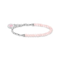 Thomas Sabo Charm Club - Charmista Chain Link Bracelet - Silver with Rose Quartz Beads (14 - 17cm)