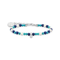 Thomas Sabo Charm Member Club Club - Charmista Charm Bracelet - Silver with Pearls & Blue Beads (16 - 19cm)