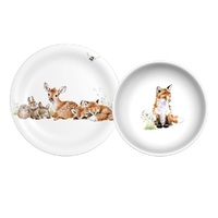 Royal Worcester Wrendale Plate & Bowl Set - Woodland Animals (Set of 2)