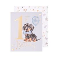 Wrendale Designs Greeting Card - 1st Birthday (Boy) 'A Pawsome Day'