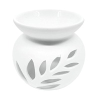 Elume Oil & Wax Melt Burner - Round Fern Leaf White